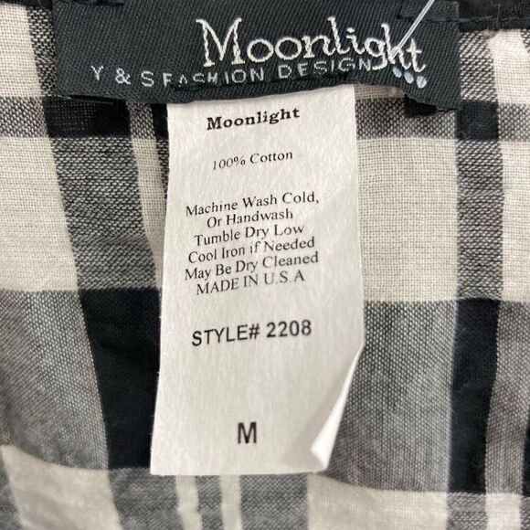 Moonlight M Black White Plaid Dress Lagenlook Art to Wear Cottagecore Fits L - Picture 7 of 9
